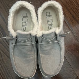 Hey Dude Gray Fuzzy Size 9